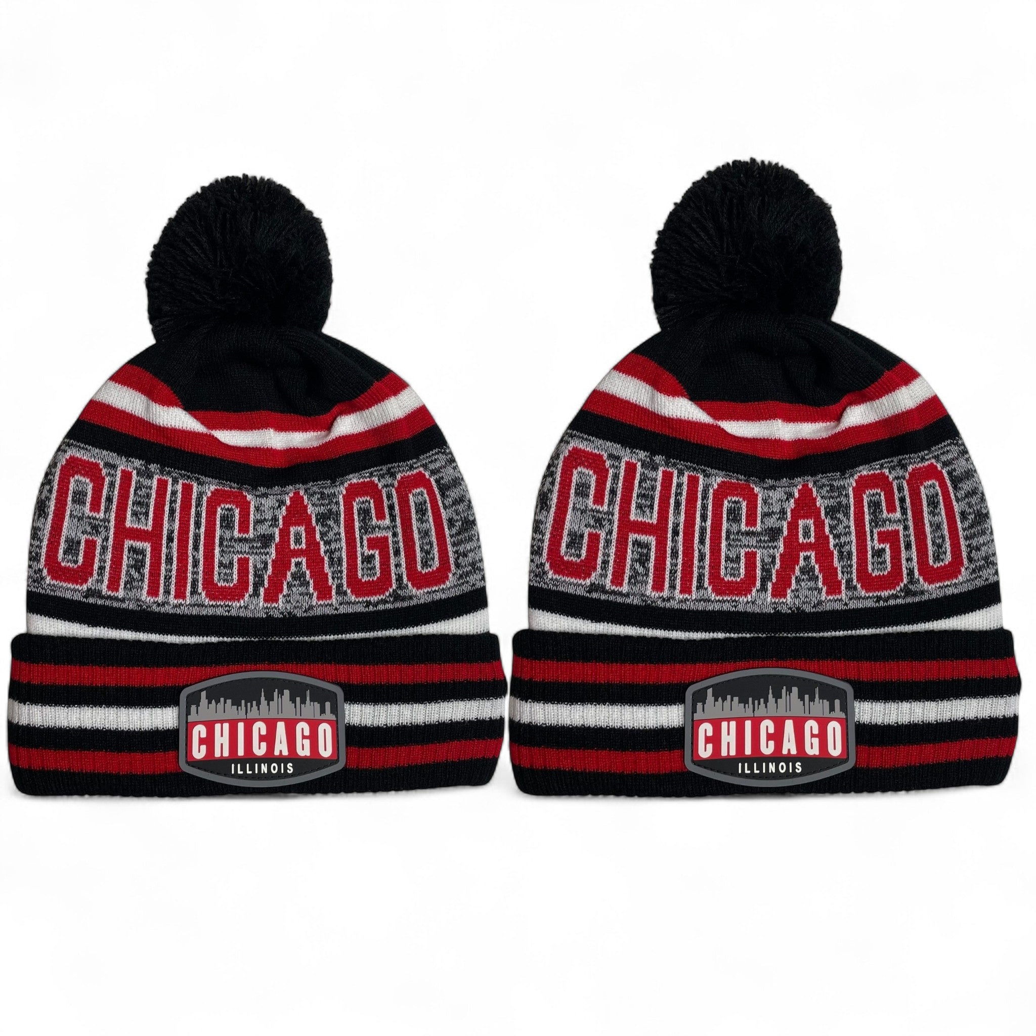 Chicago Pom Beanie Winter Hat – Warm Knit Hat for Men & Women