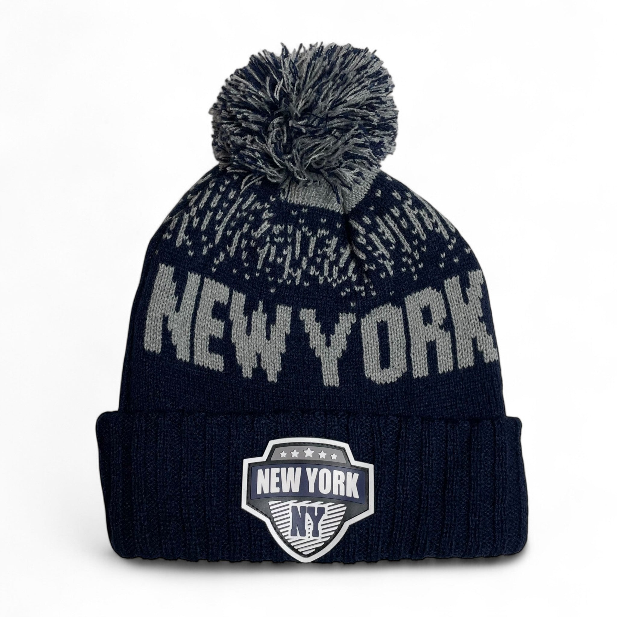 New York Pom Beanie Winter Hat – Warm Knit Hat for Men & Women