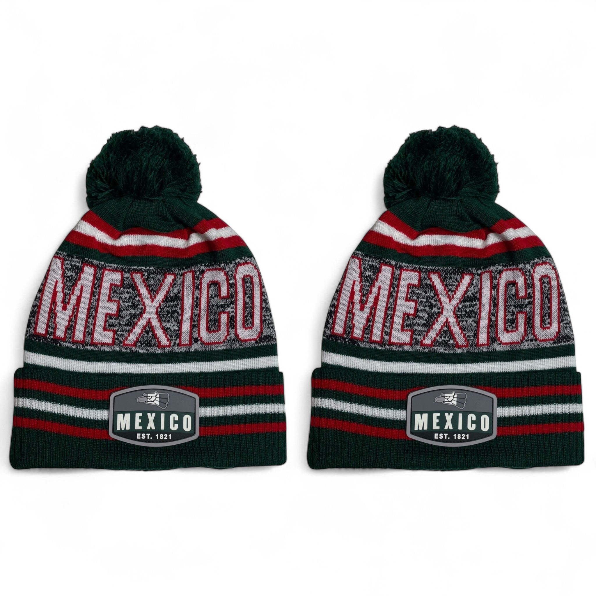 Hecho en Mexico Eagle Pom Beanie Winter Hat