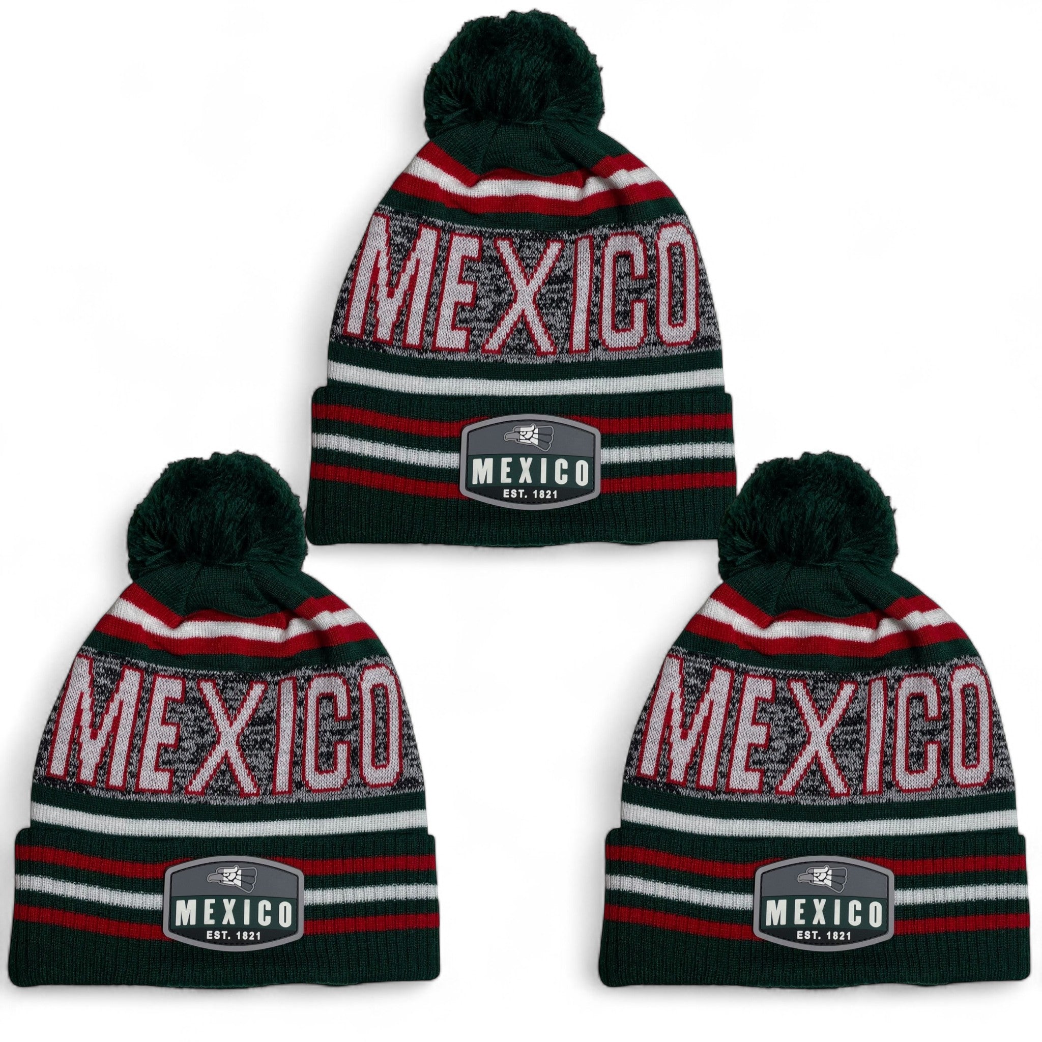 Hecho en Mexico Eagle Pom Beanie Winter Hat