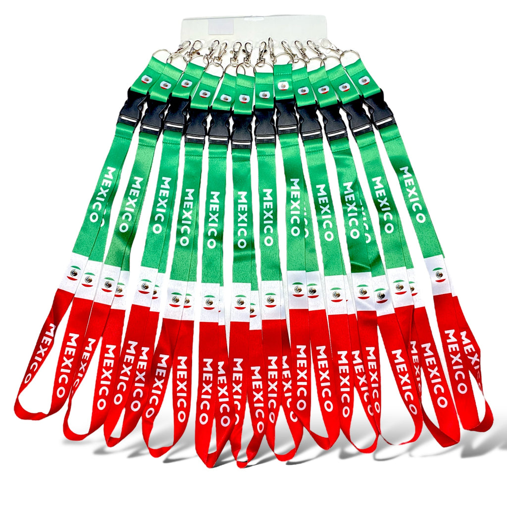 12 Mexico Flag Lanyard Keychain ID Holder Neck Strap Lanyards Favors Lot - Wholesale Accessories