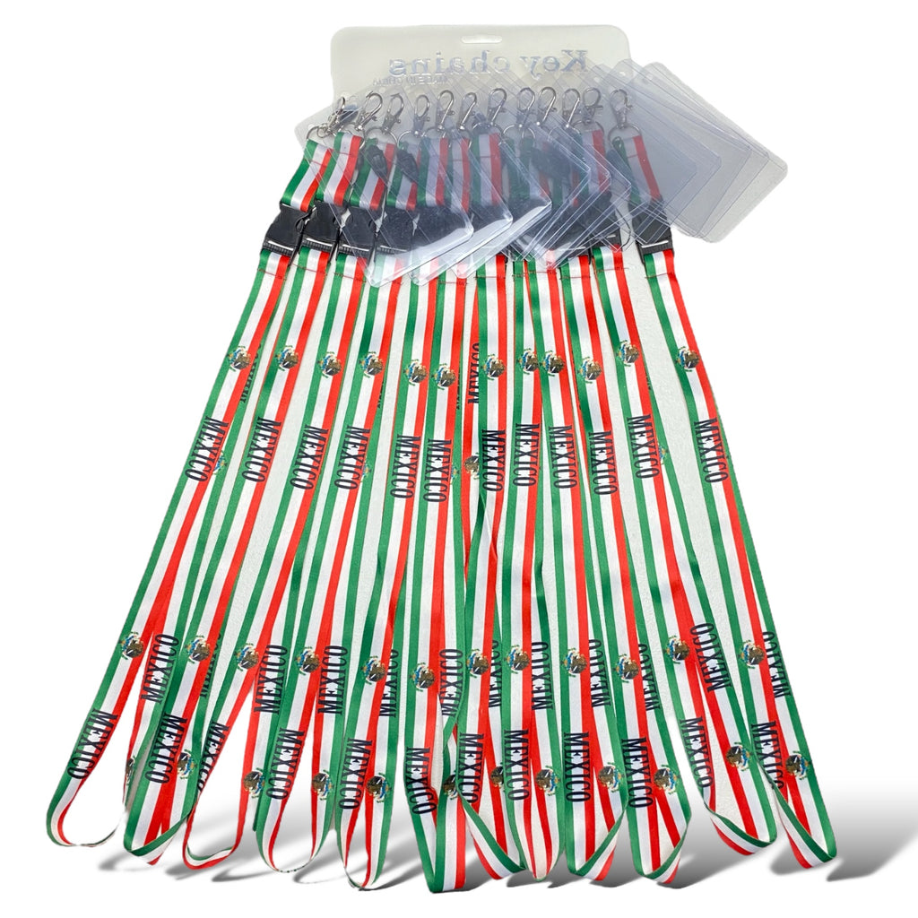 12 Mexico Flag Lanyard Keychain ID Holder Neck Strap Lanyards Lot