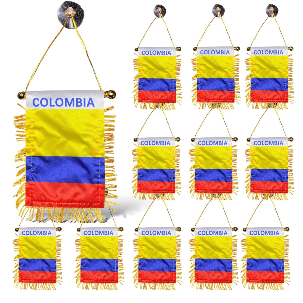 12 Colombia Mini Flag/Banners for Car Rearview Mirror & Home Display