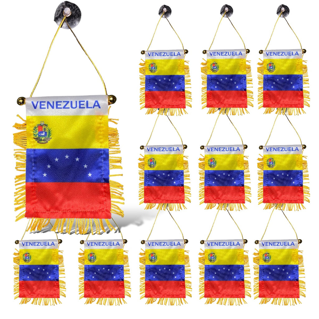 12 Venezuela Mini Flag/Banners for Car Rearview Mirror & Home Display