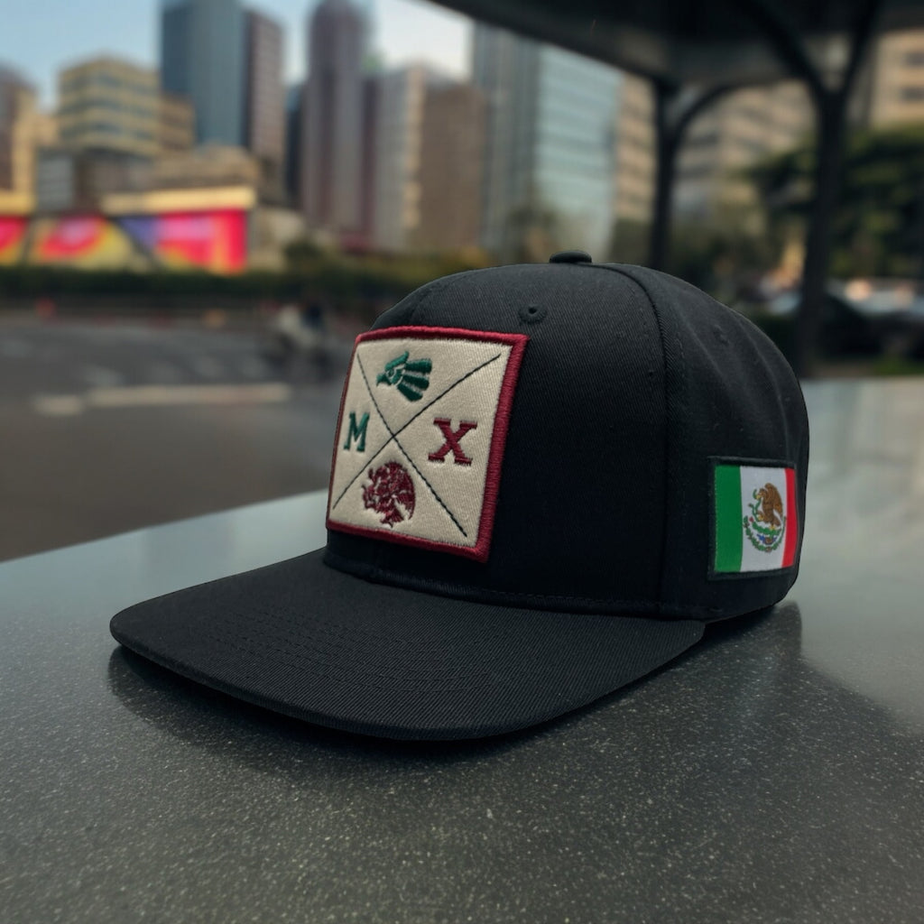 Mexico Snapback Baseball Cap - Adjustable, Flat Bill, Black