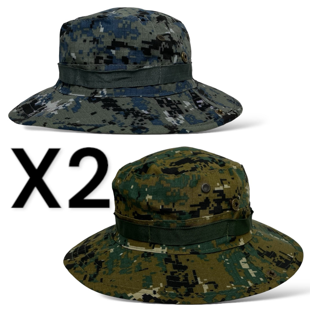 2 Men’s Wide Brim Camo Bucket Hat – Fishing, Hiking, Hunting Cap