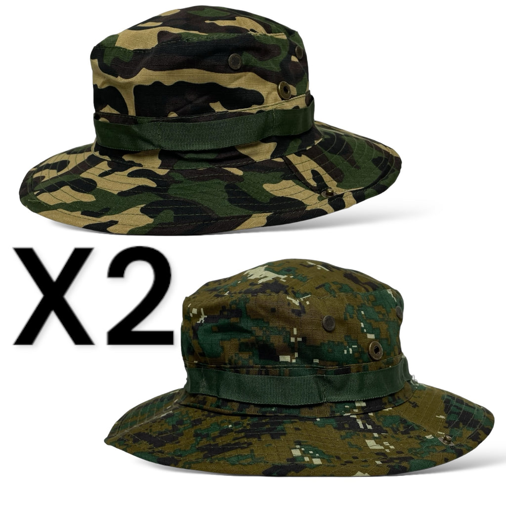 2 Men’s Wide Brim Camo Bucket Hat – Fishing, Hiking, Hunting Cap