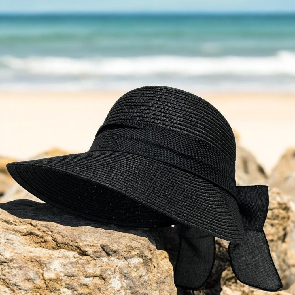 Womens Wide Brim Straw Sun Hat – UV Protection, Foldable Beach Hat