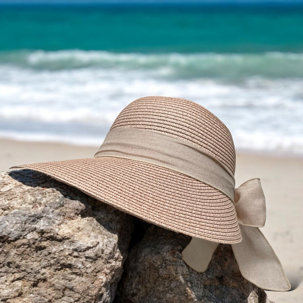 Womens Wide Brim Straw Sun Hat – UV Protection, Foldable Beach Hat