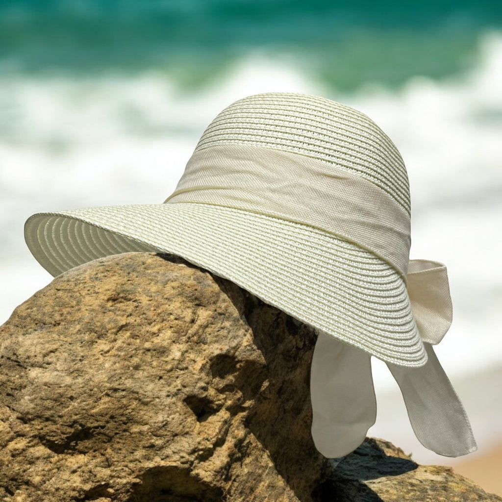 Womens Wide Brim Straw Sun Hat – UV Protection, Foldable Beach Hat