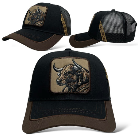 rucker Hat with Embroidered Bull Patch Front View