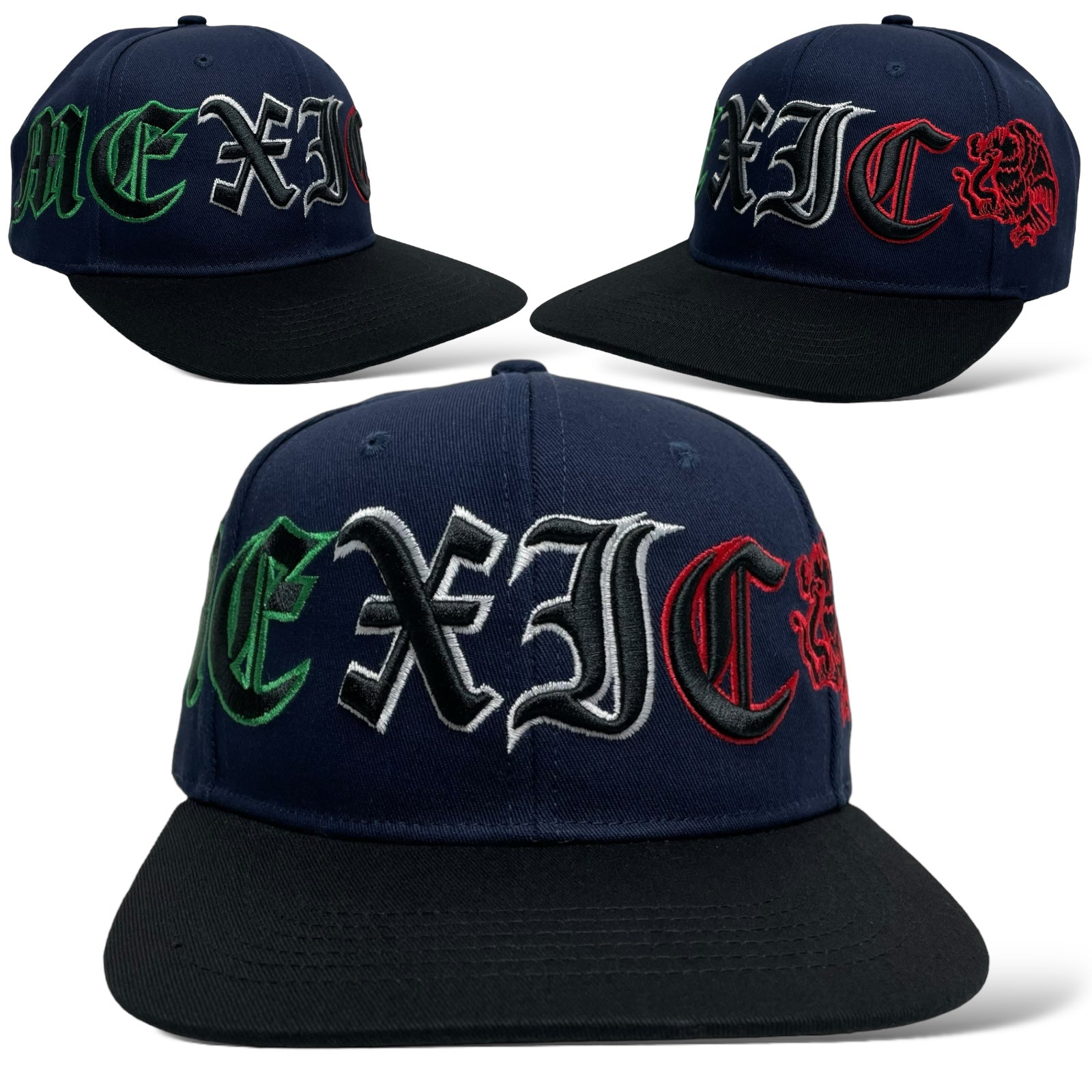 Mexico 3D Embroidered Eagle Snapback Baseball Cap Navy