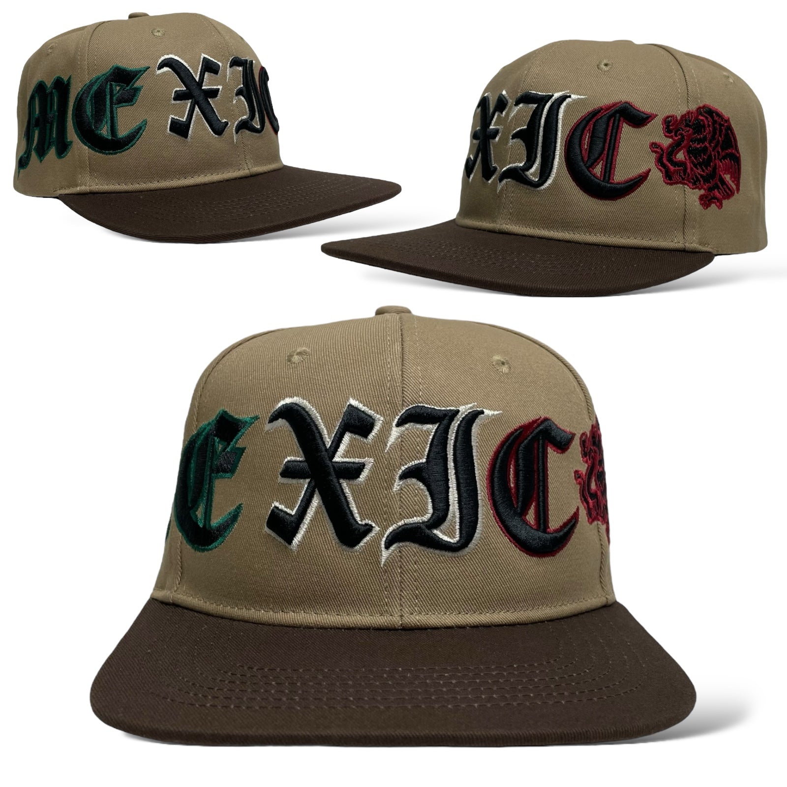 Gorra de baseball México con águila bordada 3D en color khaki – Oferta al por mayor