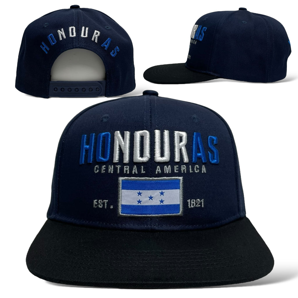 Gorra de baseball con visera plana y bandera de Honduras bordada en el frente