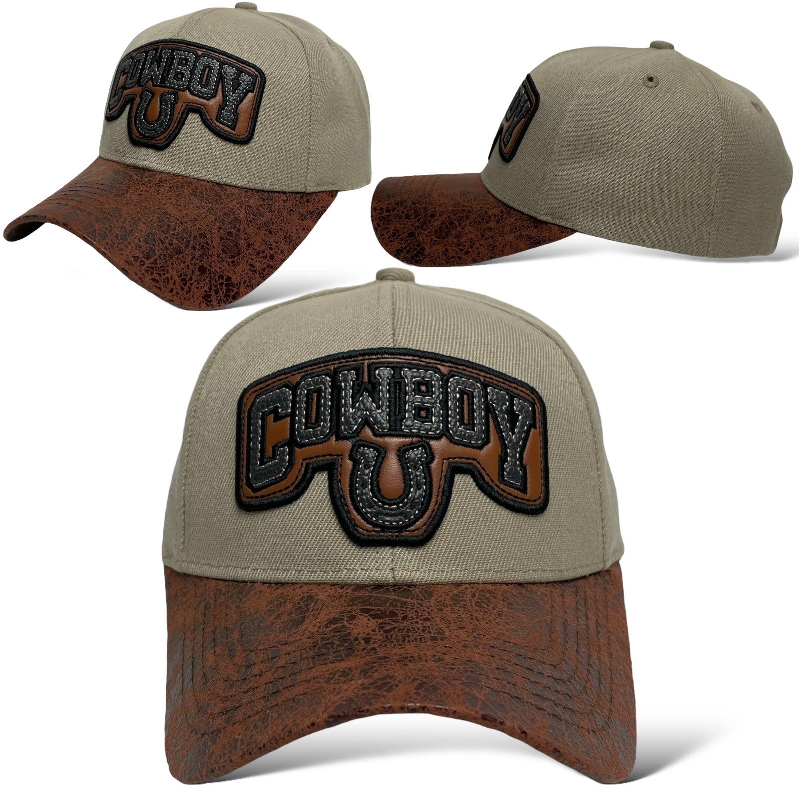 Cowboy Baseball Cap with Horseshoe Embroidery Front View