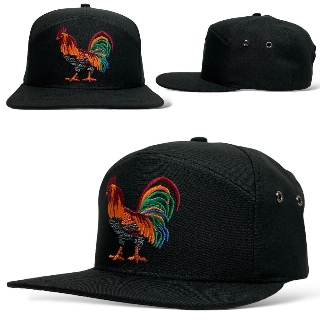 Cock Rooster Flat Bill 7 Panel Snapback Baseball Cap Hat