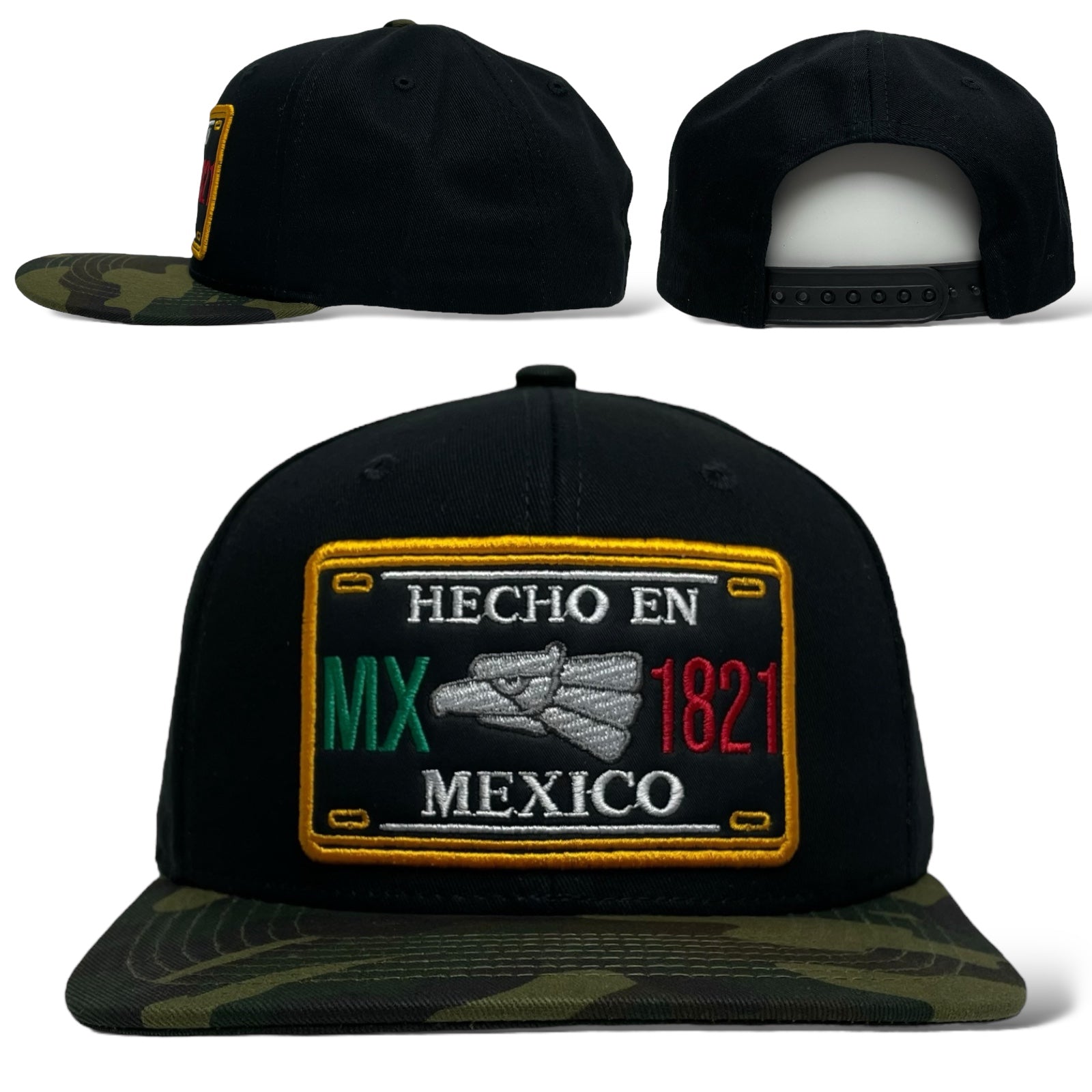 Snapback Cap with Hecho en Mexico 3D Embroidery, Flat Brim