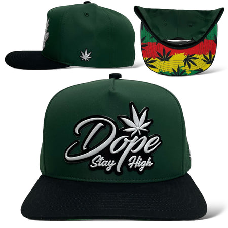 Snapback Cap with Dope Stay High 3D PVC Patch, Flat Brim