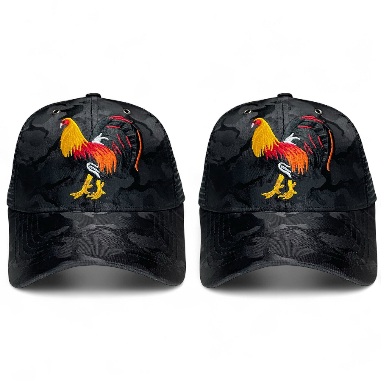 wholesale-rooster-fight-embroidered-trucker-hat-black-camo-rodeo-pack-2