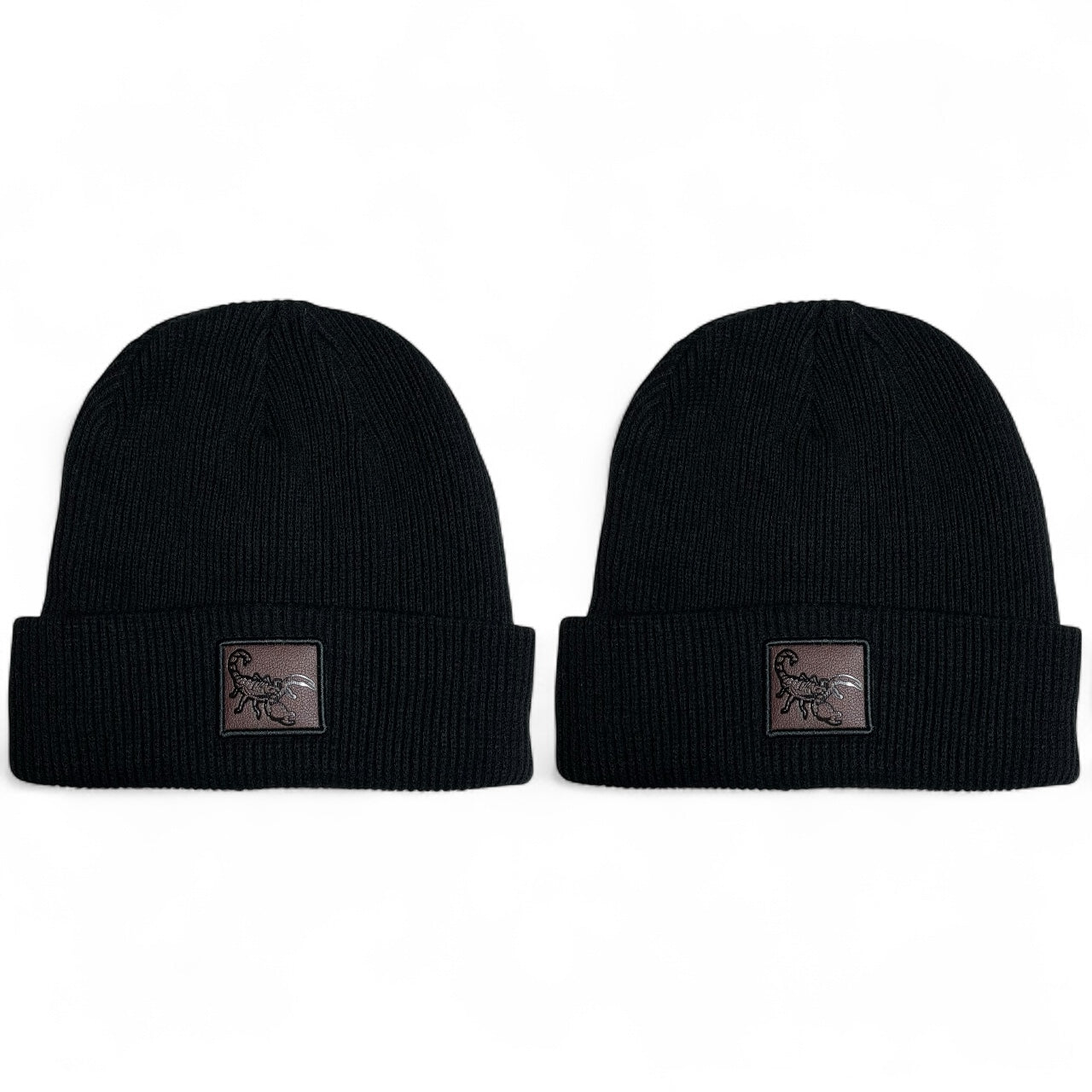Scorpion leather Patch Winter Beanie Hat