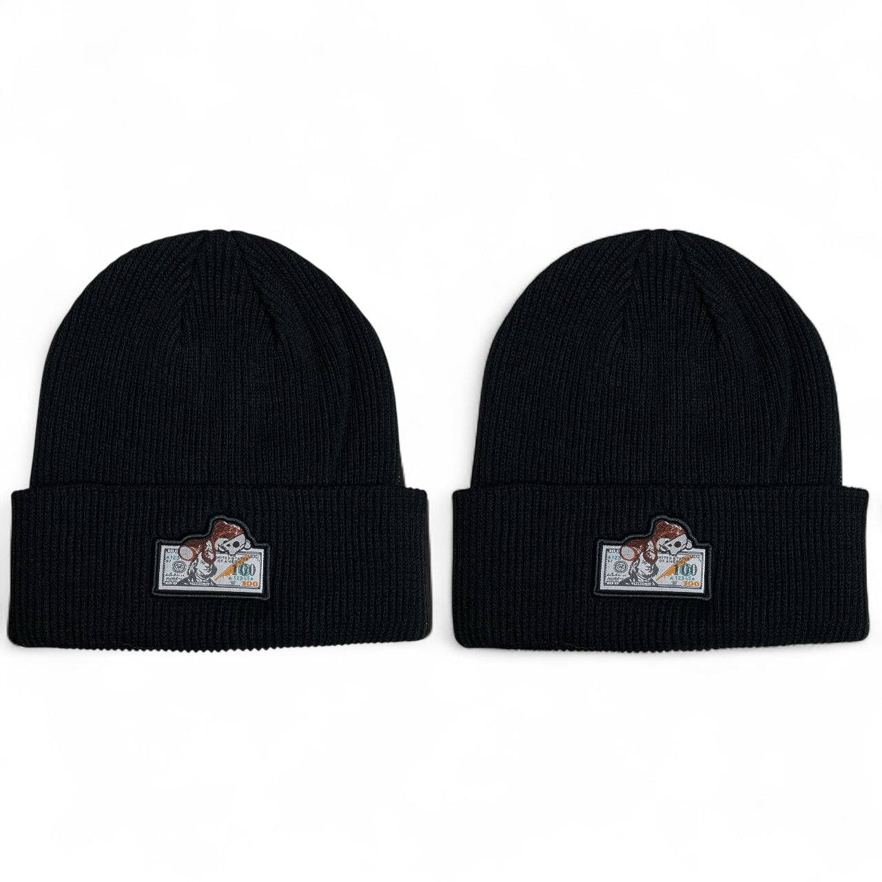 100 Dollar Bill Patch Winter Beanie Hat