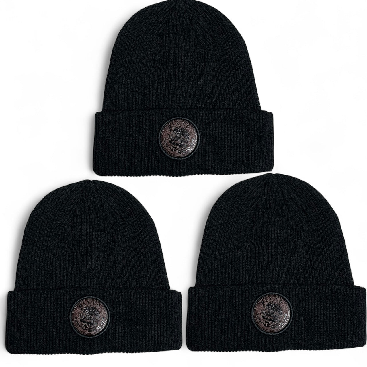 Mexico Eagle leather Patch Winter Beanie Hat