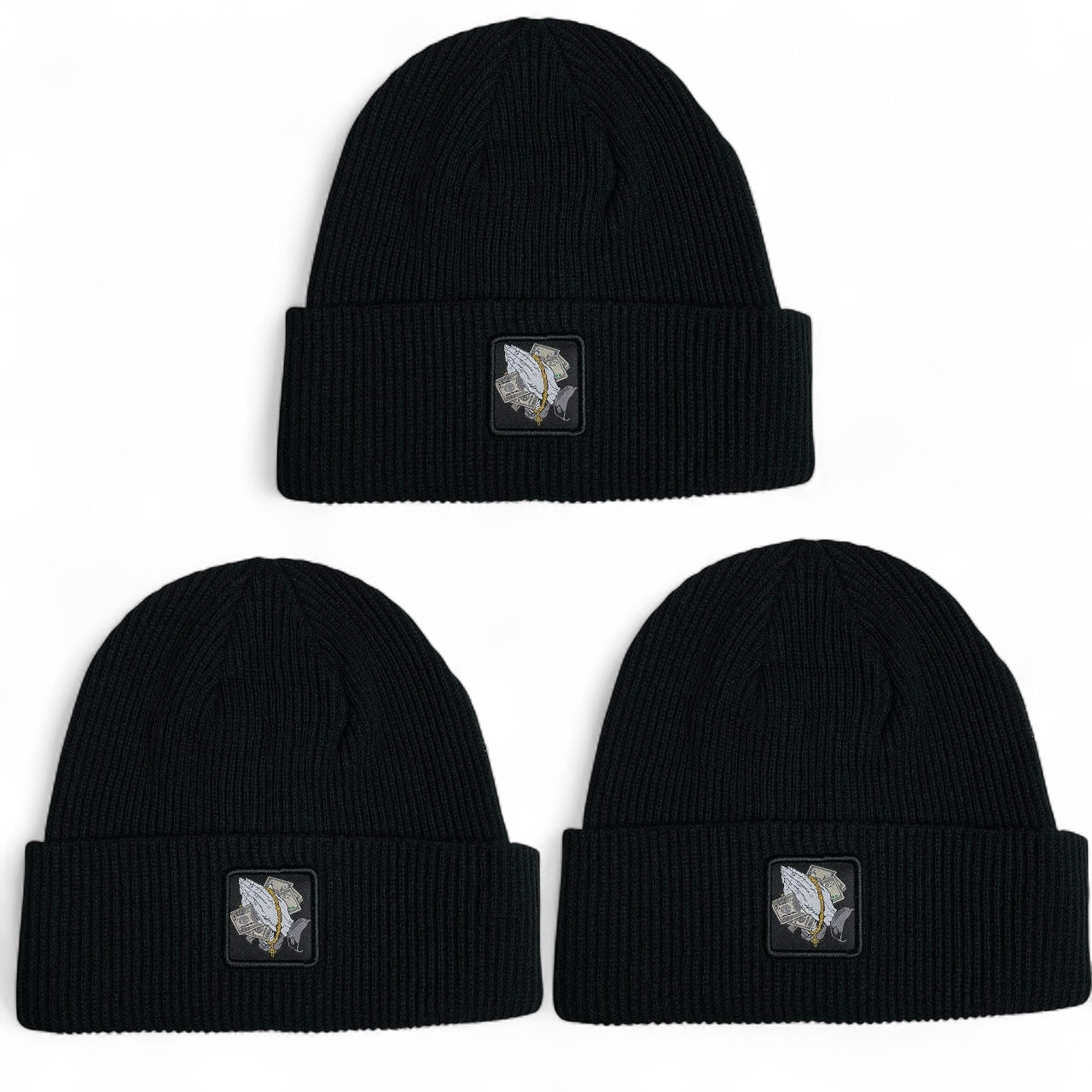 Money prayer hands Patch Winter Beanie Hat