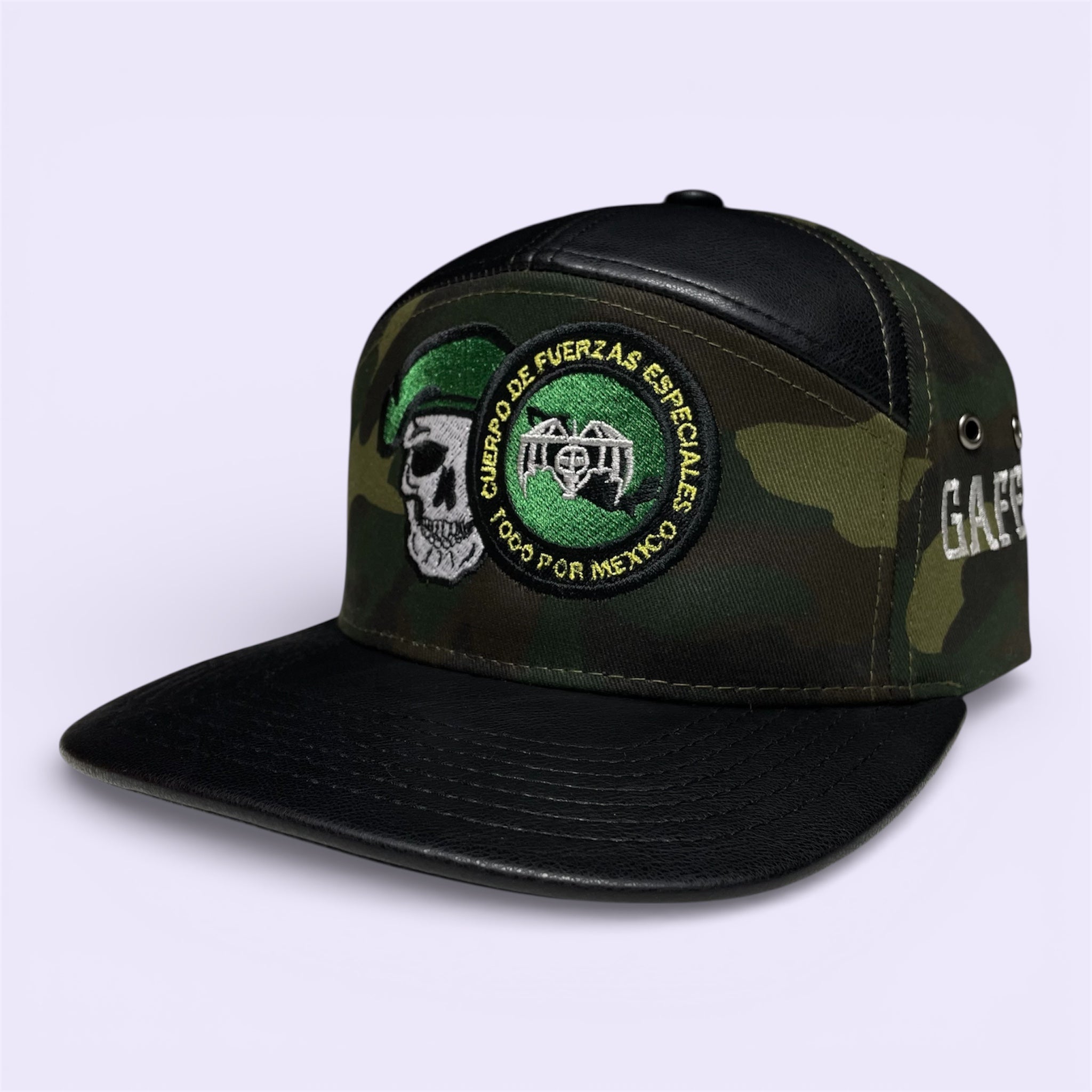 GAFES Mexico Fuerzas Especiales Camo Snapback Hat with PU Leather