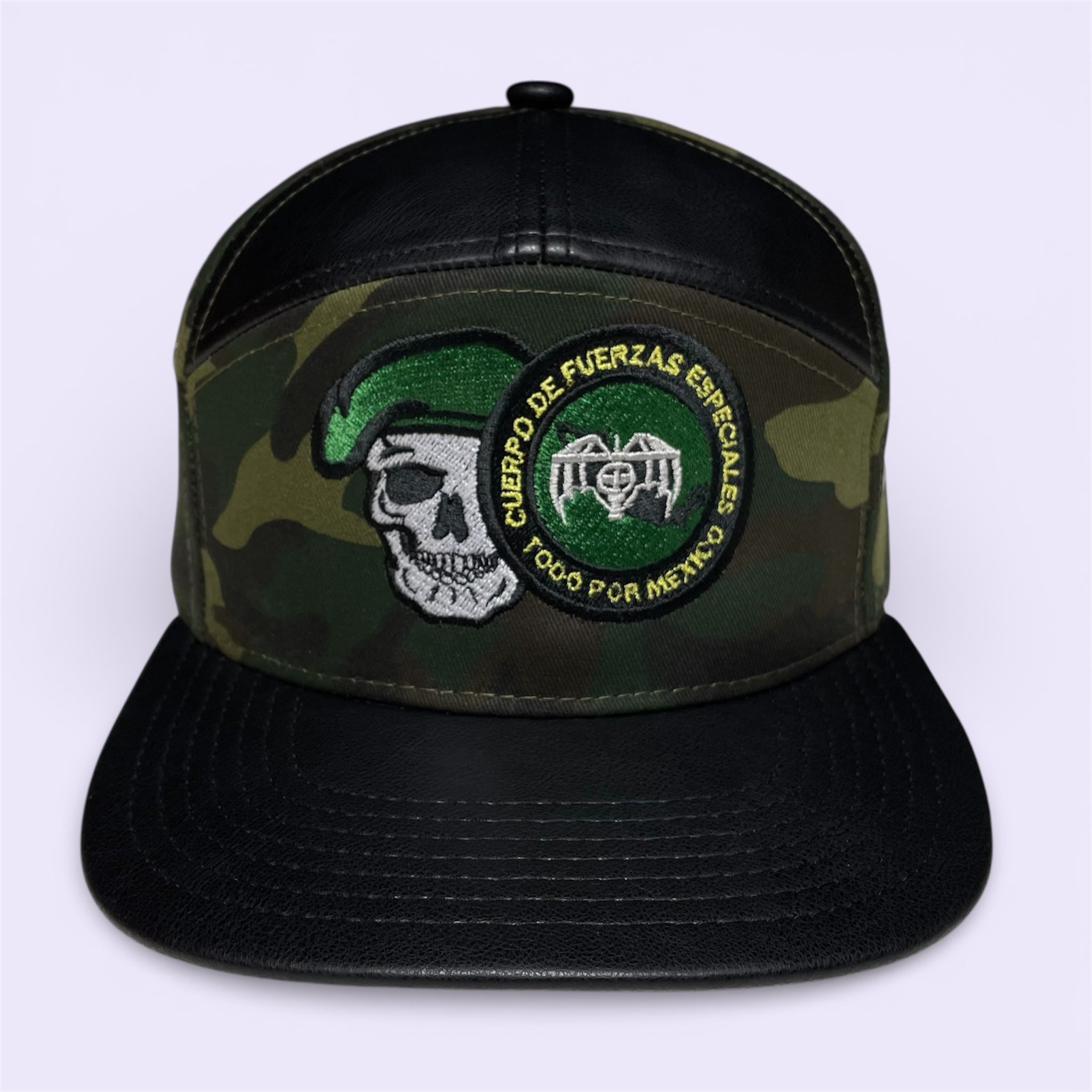 GAFES Mexico Fuerzas Especiales Camo Snapback Hat with PU Leather