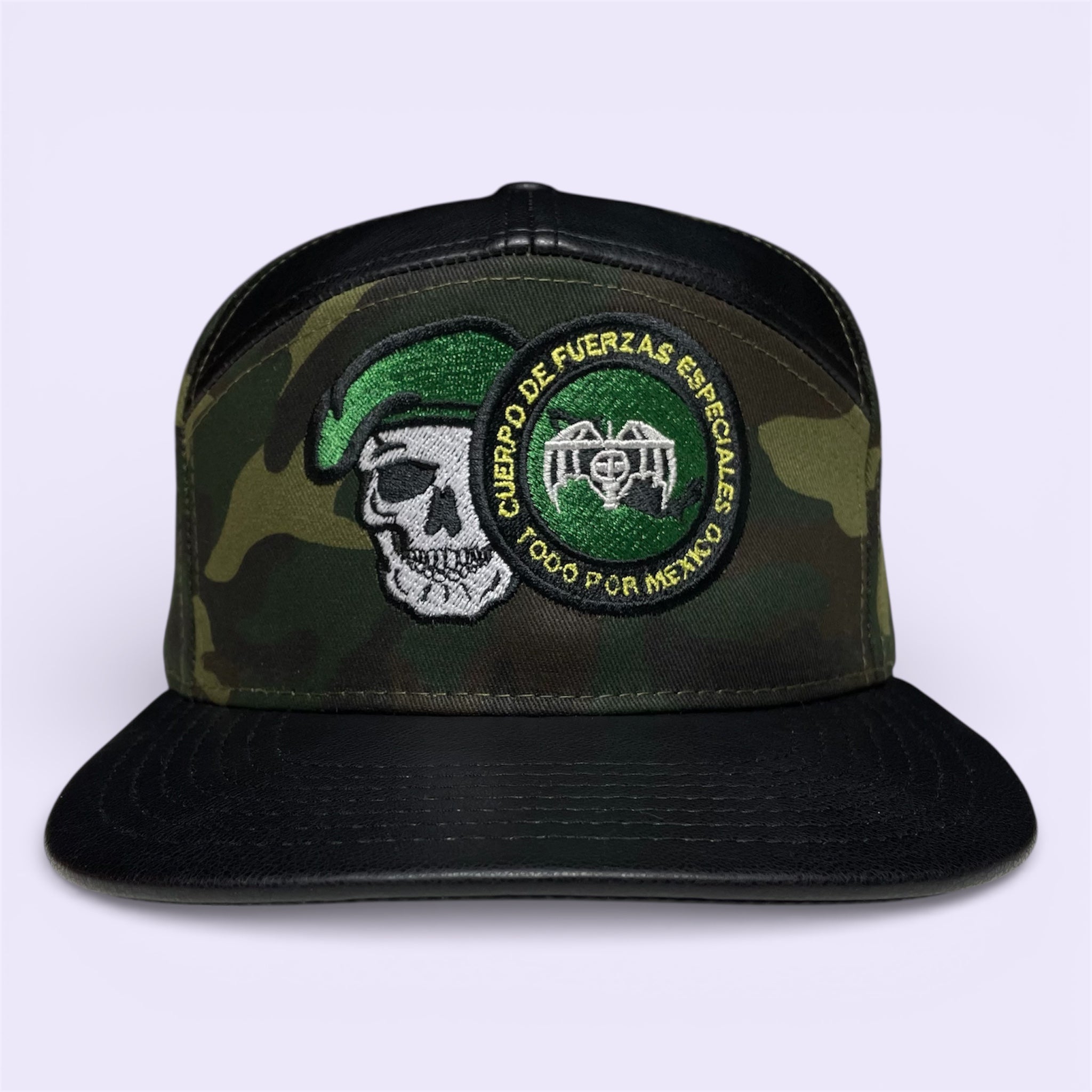 GAFES Mexico Fuerzas Especiales Camo Snapback Hat with PU Leather