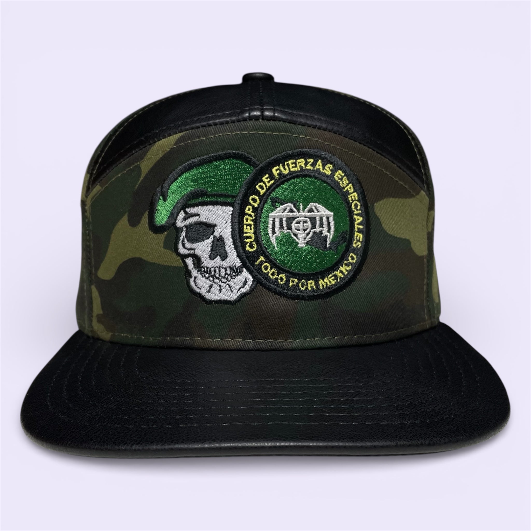 GAFES Mexico Fuerzas Especiales Camo Snapback Hat with PU Leather