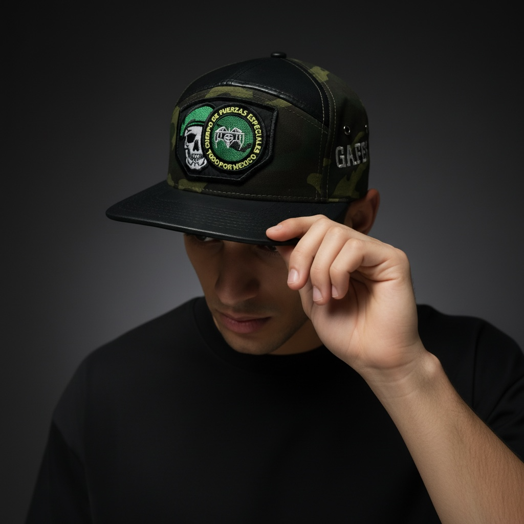 Gorra Snapback Camo GAFES México Fuerzas Especiales Parche Bordado Visera PU