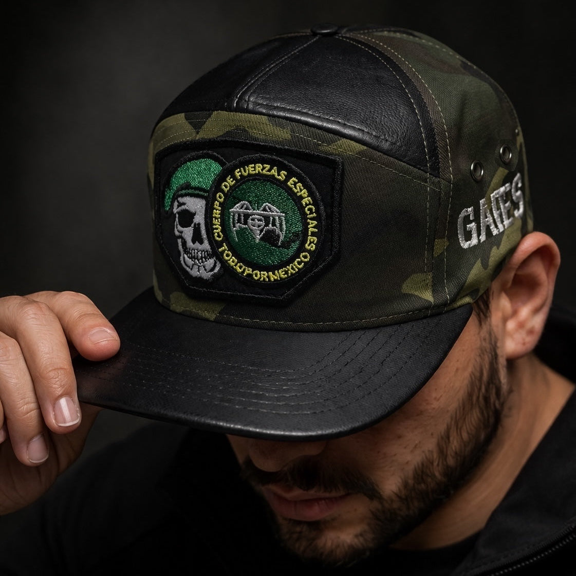 Gorra Snapback Camo GAFES México Fuerzas Especiales Parche Bordado Visera PU