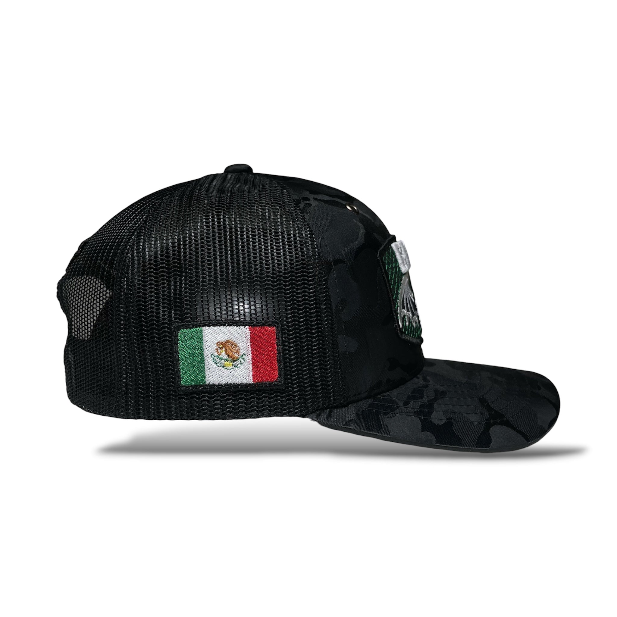 Gorra Mexicana con Parches Bordados de la Bandera de Mexico, Gafes Y Murcielagos