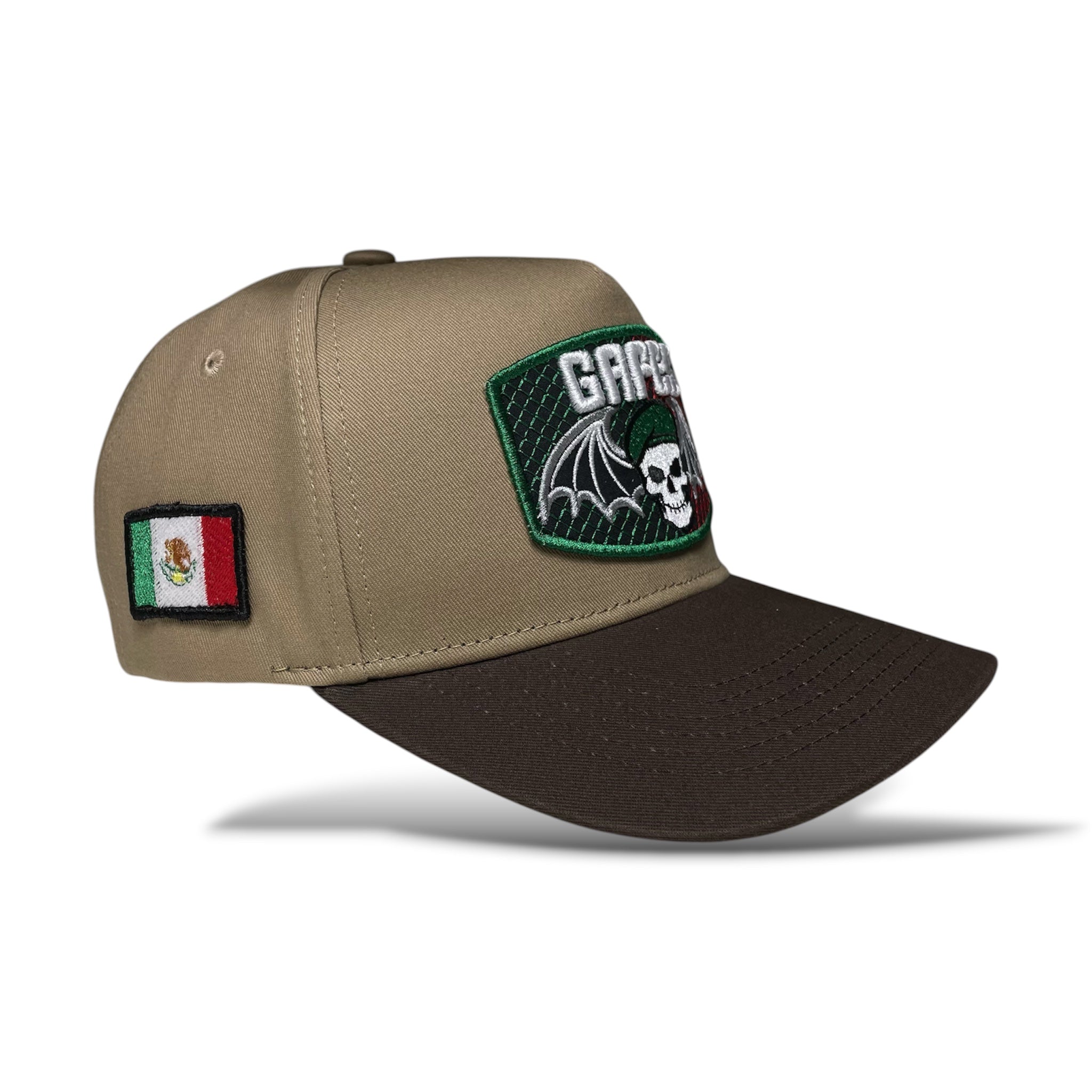 Gorra Snapback GAFES México y Murciélagos Bordados Color Café