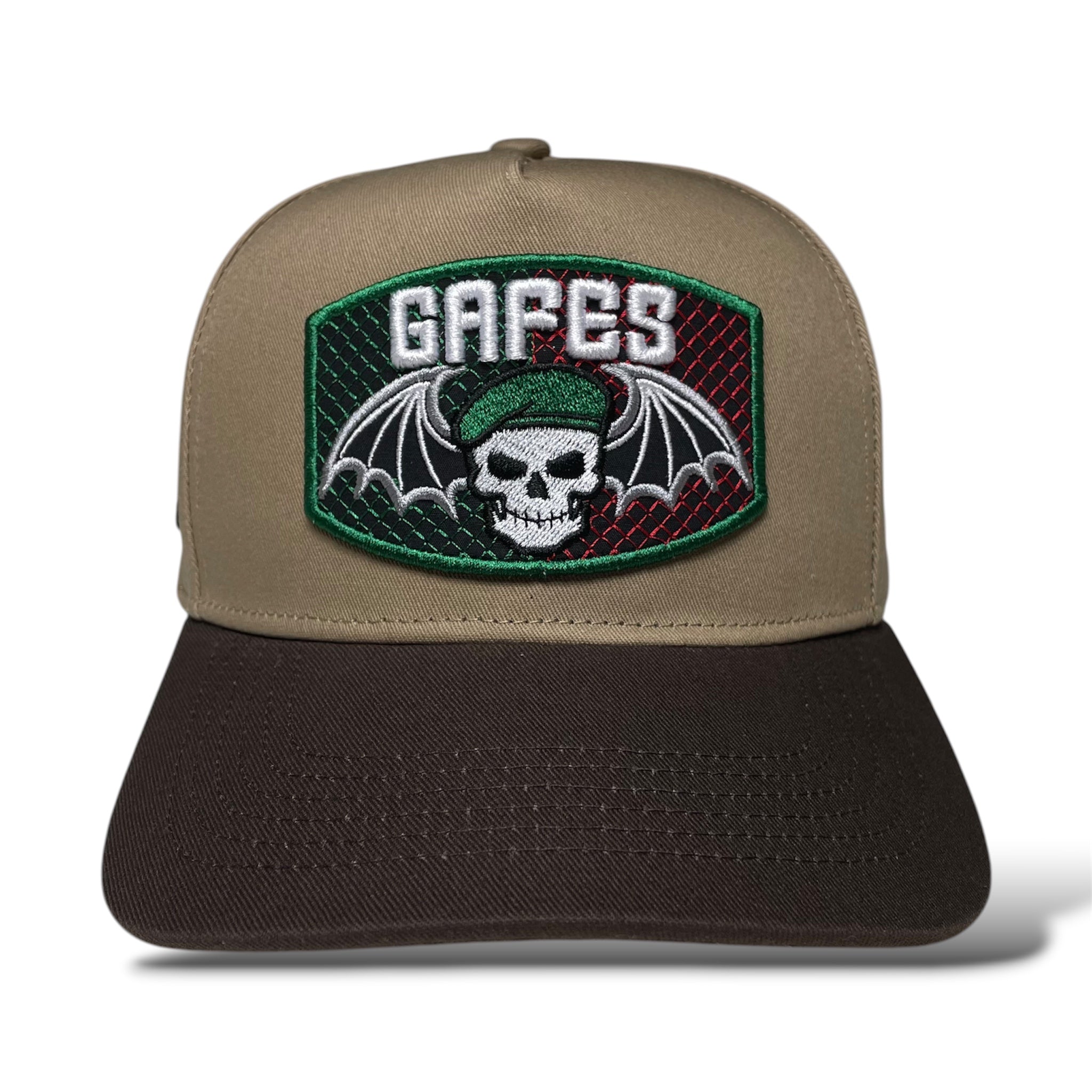 Gorra Snapback GAFES México y Murciélagos Bordados Color Café