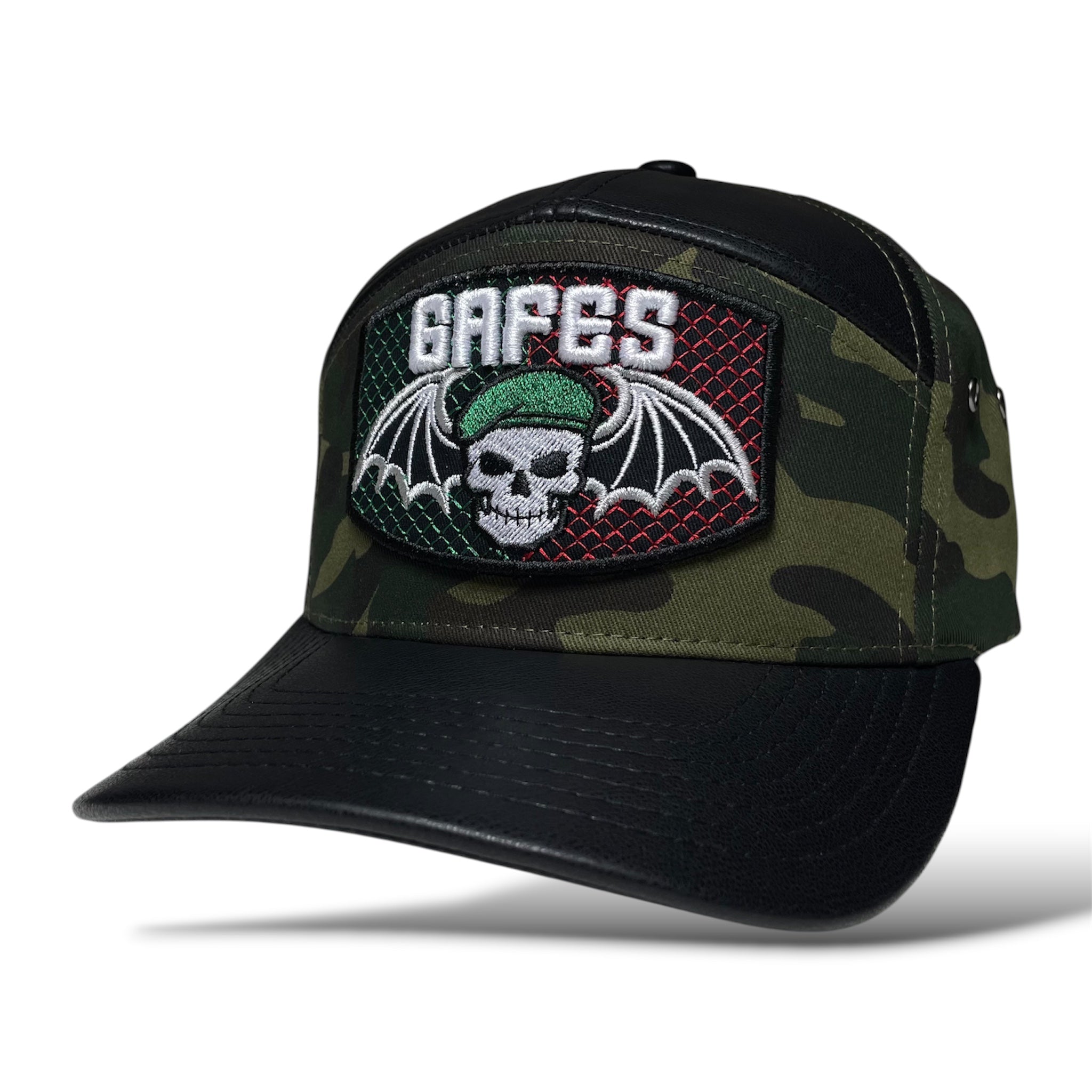 Gorra Snapback Táctica Camo Negra GAFES México y Murciélagos Bordados