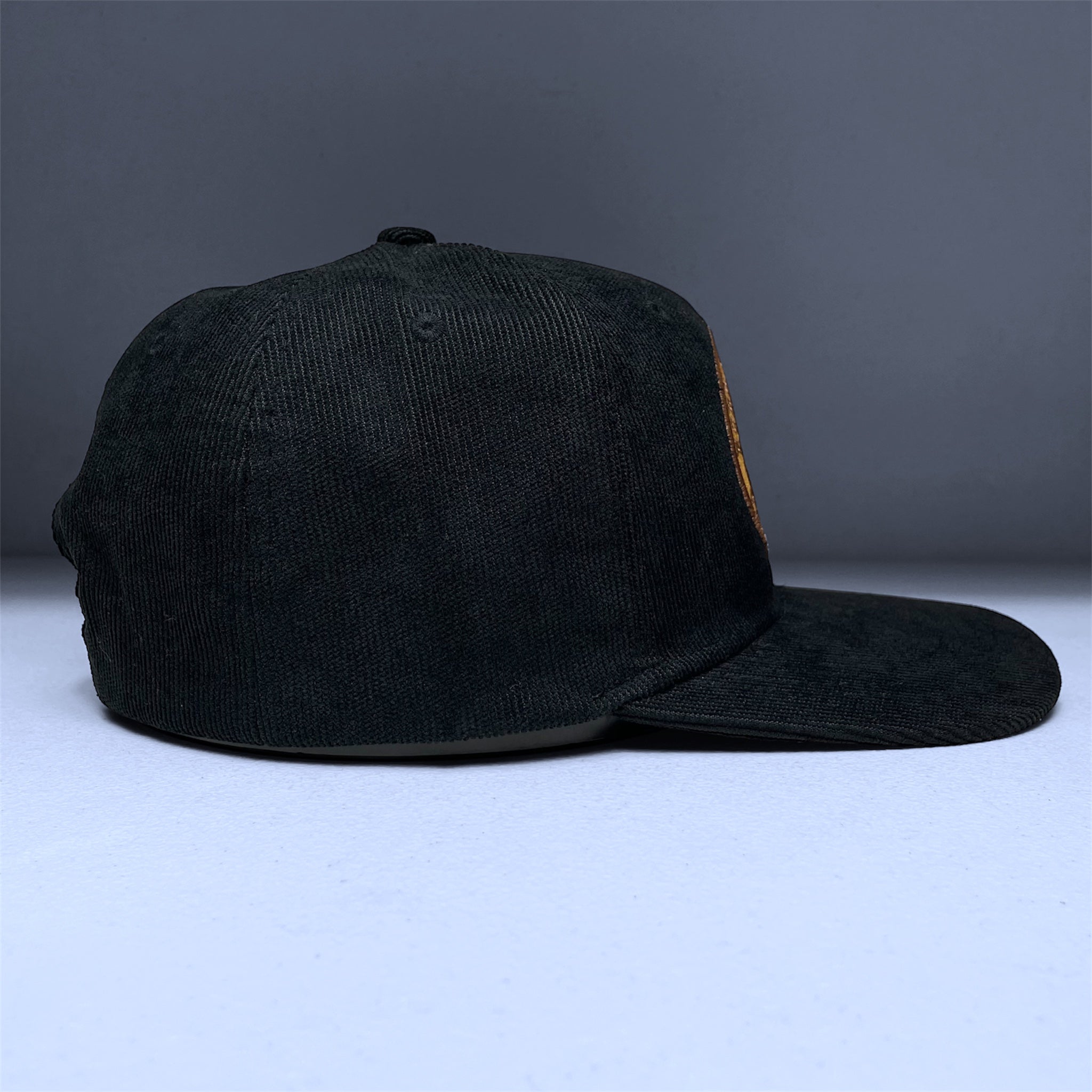 USA Flag Eagle Embroidered Black Corduroy Snapback Cap