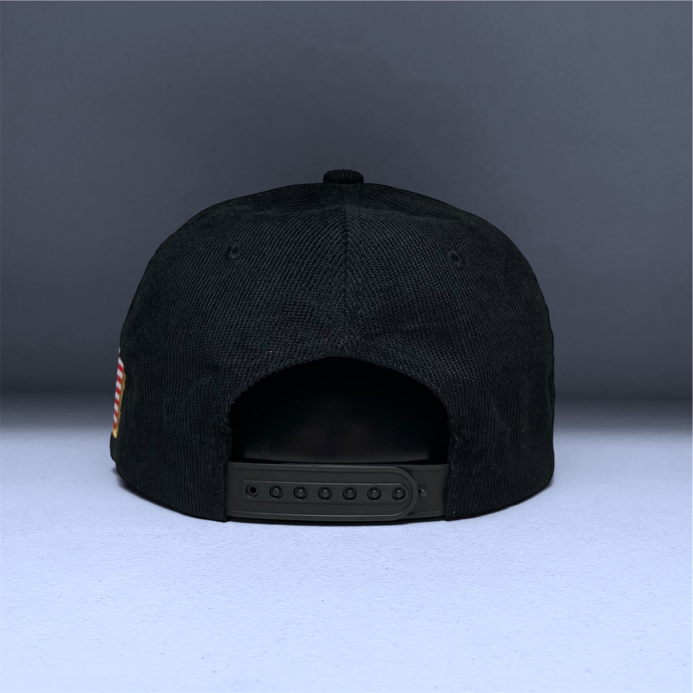 USA Flag Eagle Embroidered Black Corduroy Snapback Cap