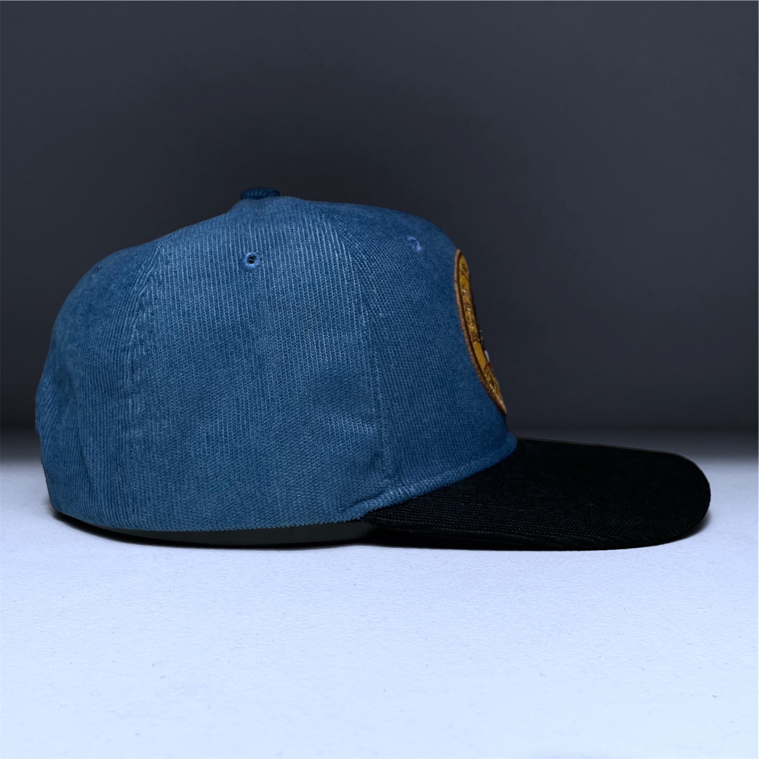 USA Flag Eagle Embroidered Blue Corduroy Snapback Cap