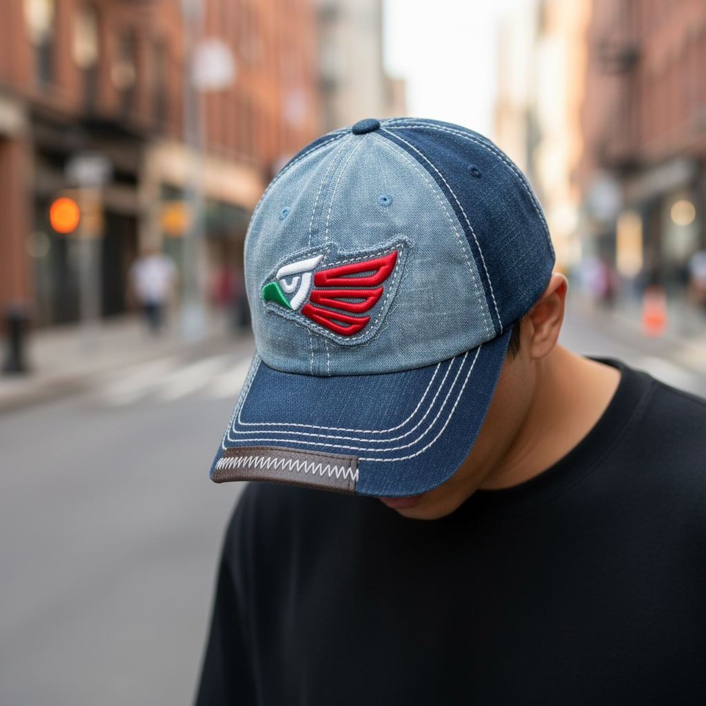 Gorra Hecho en México Águila Logo Bordado, Azul, Ajustable, Visera Curvada