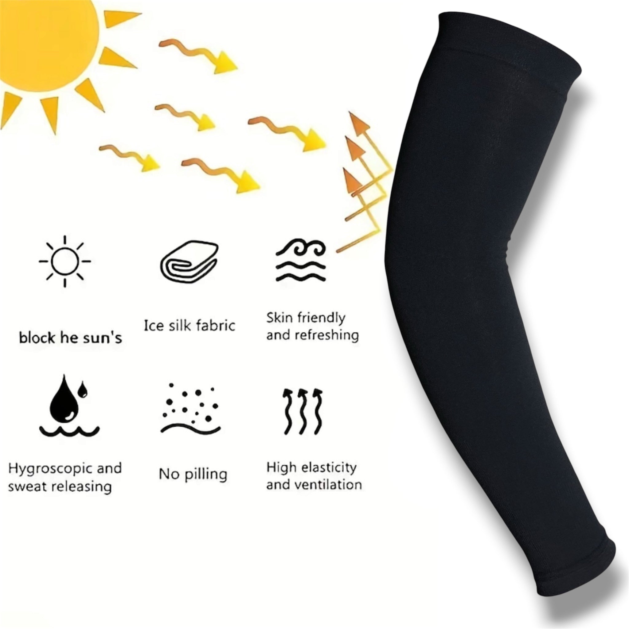 Cooling UV Sun Protection Arm Sleeves for Men & Women