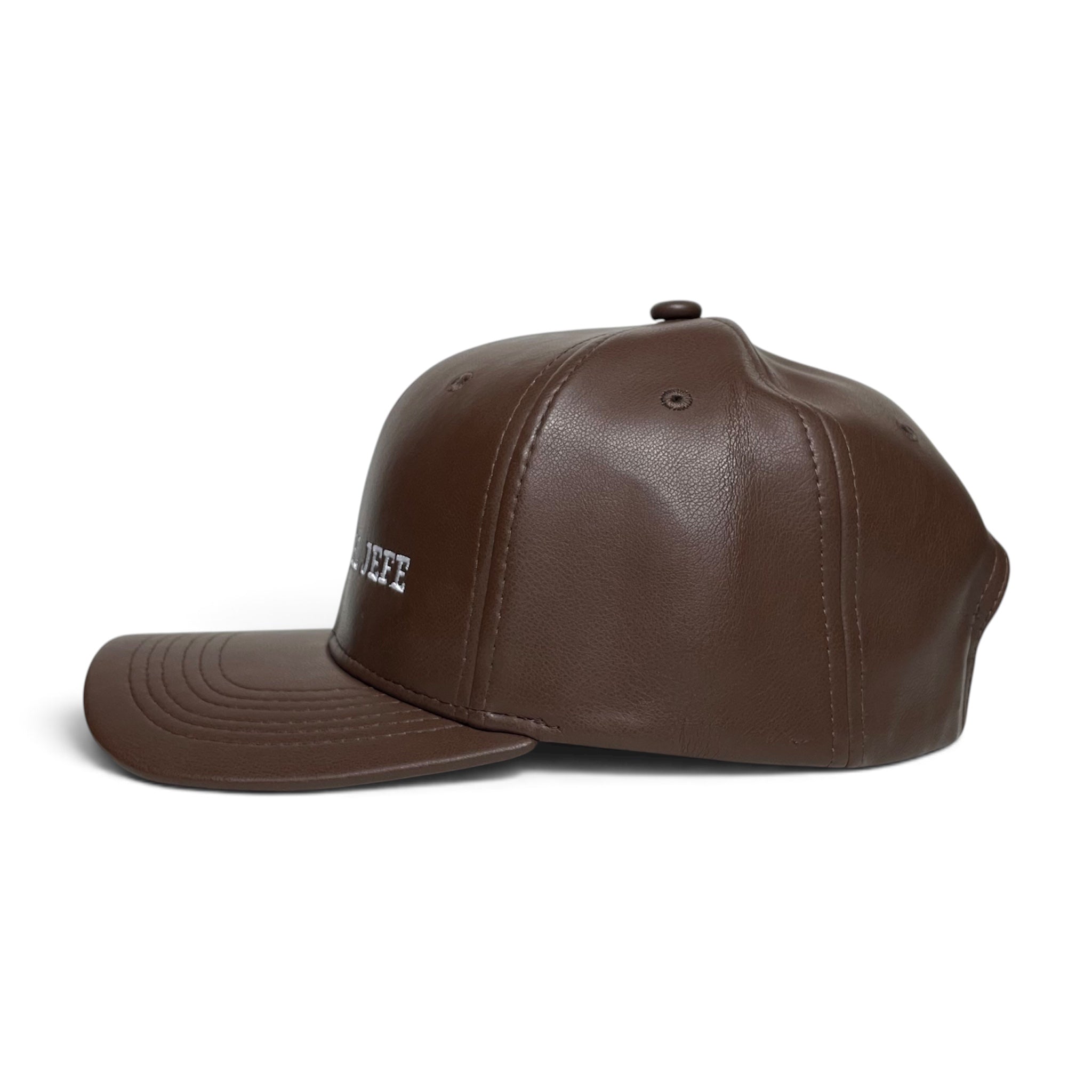 El Jefe Rooster Embroidered Brown Leather Snapback Baseball Cap