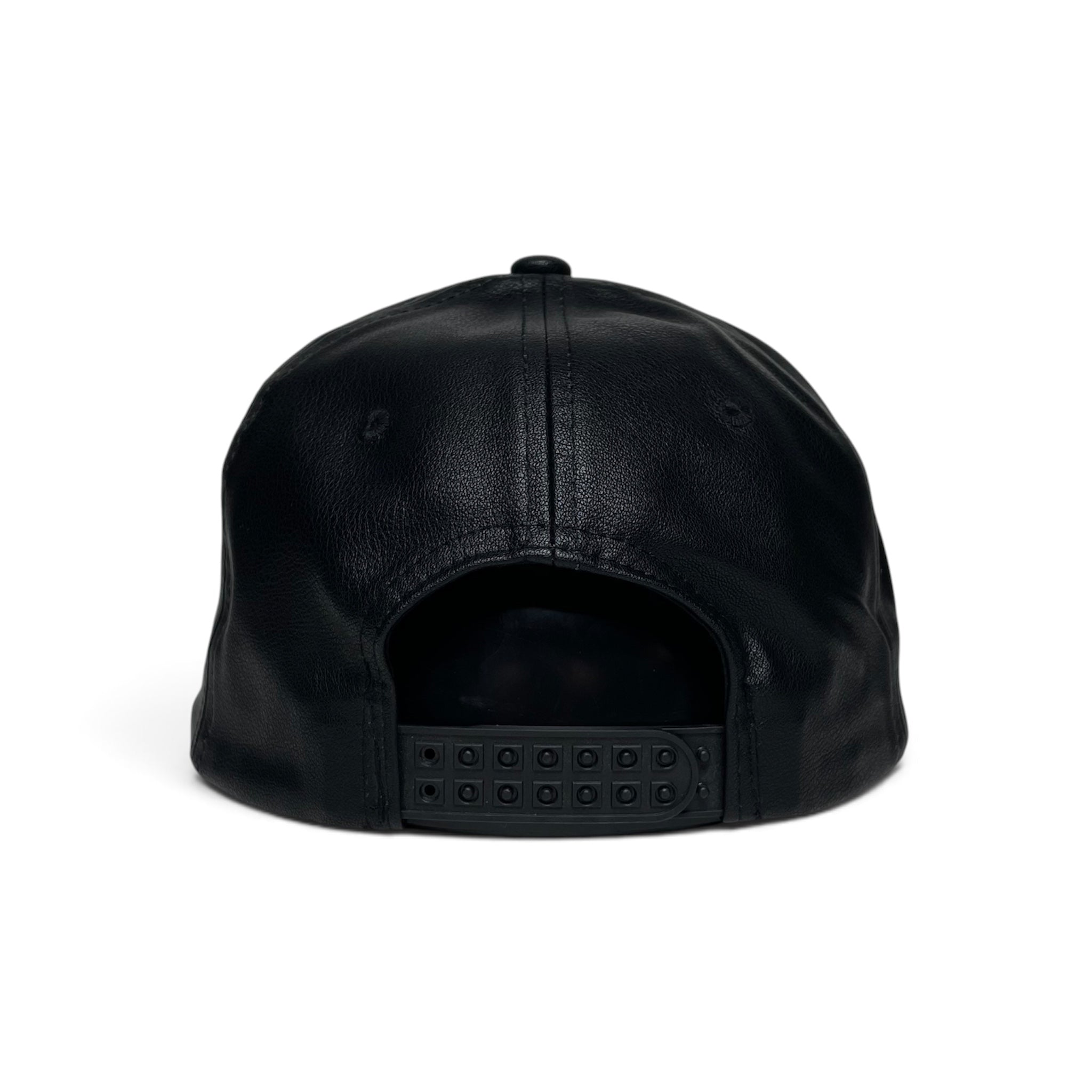El Jefe Rooster Embroidered Black Faux Leather 7 Panel Snapback Cap
