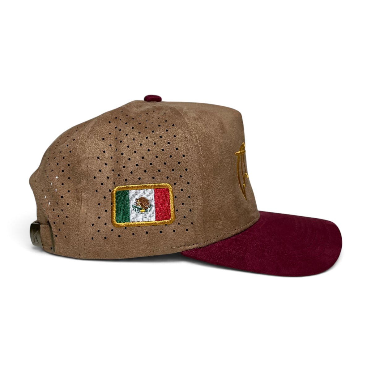 GAFES Gold Embroidered Suede PU Leather Brim Snapback Baseball Cap