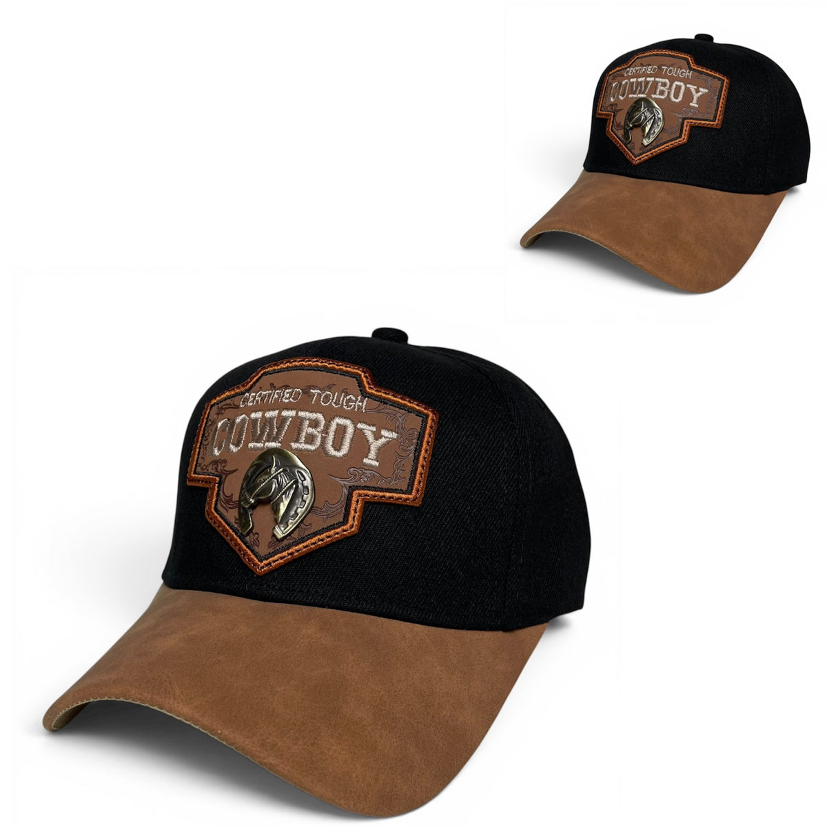 Cowboy Horse Baseball Cap with Metal Emblem – Men's Western Hat