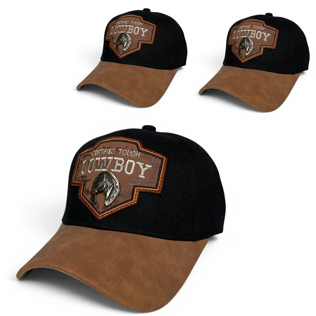 Cowboy Horse Baseball Cap with Metal Emblem – Men's Western Hat