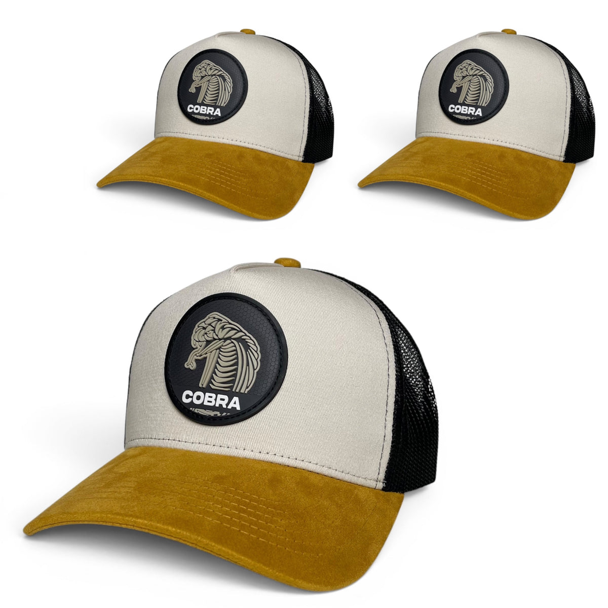 Cobra PVC Patch Trucker Hat, Curved Suede Brim, Snapback