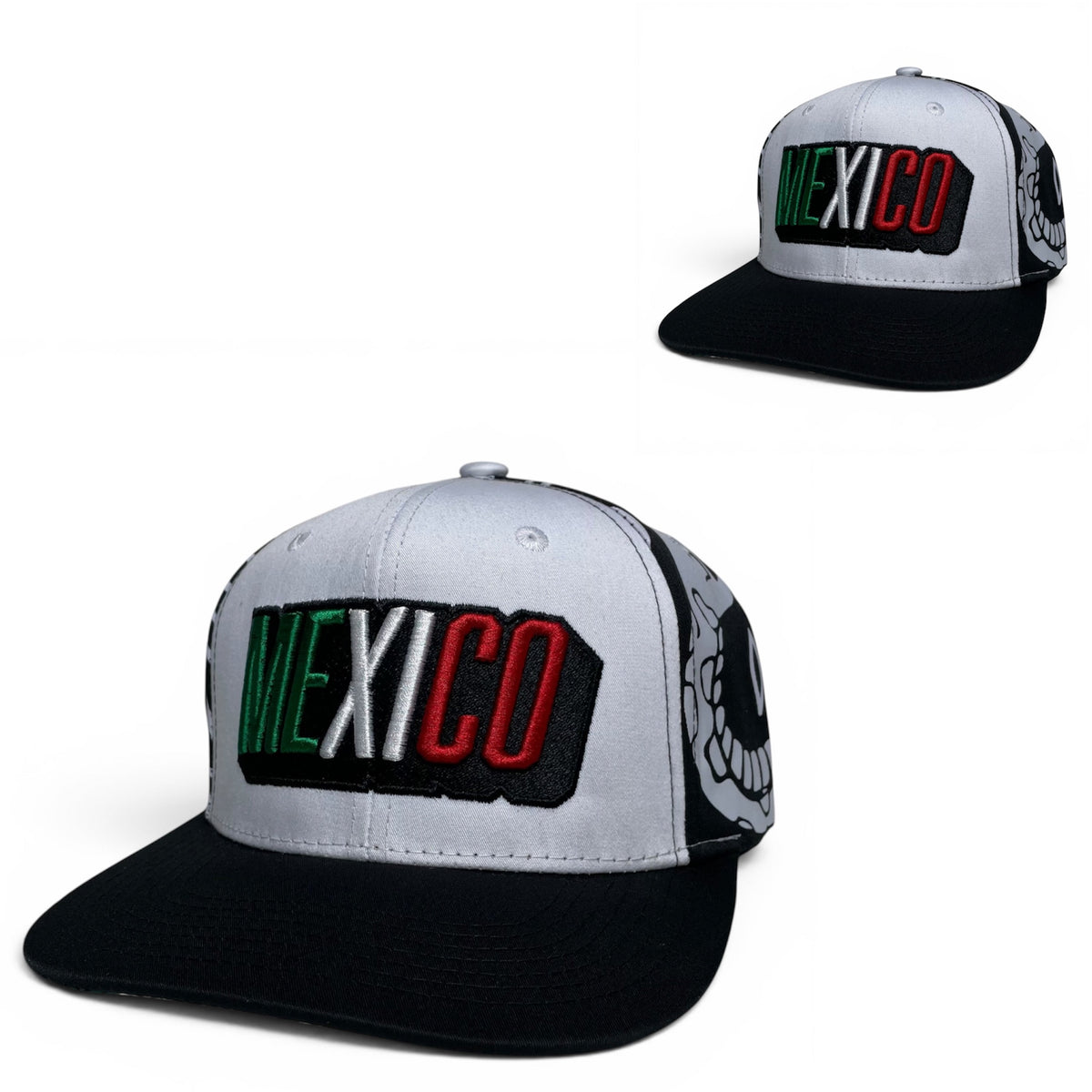 Mexico Embroidered Snapback Hat, White & Black