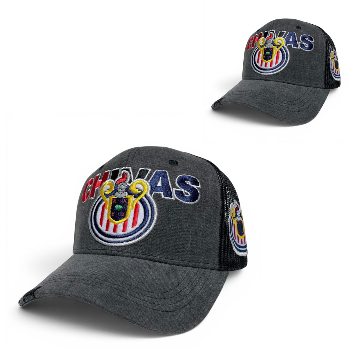 Chivas Guadalajara Embroidered Trucker Snapback Hat – Dark Gray & Black